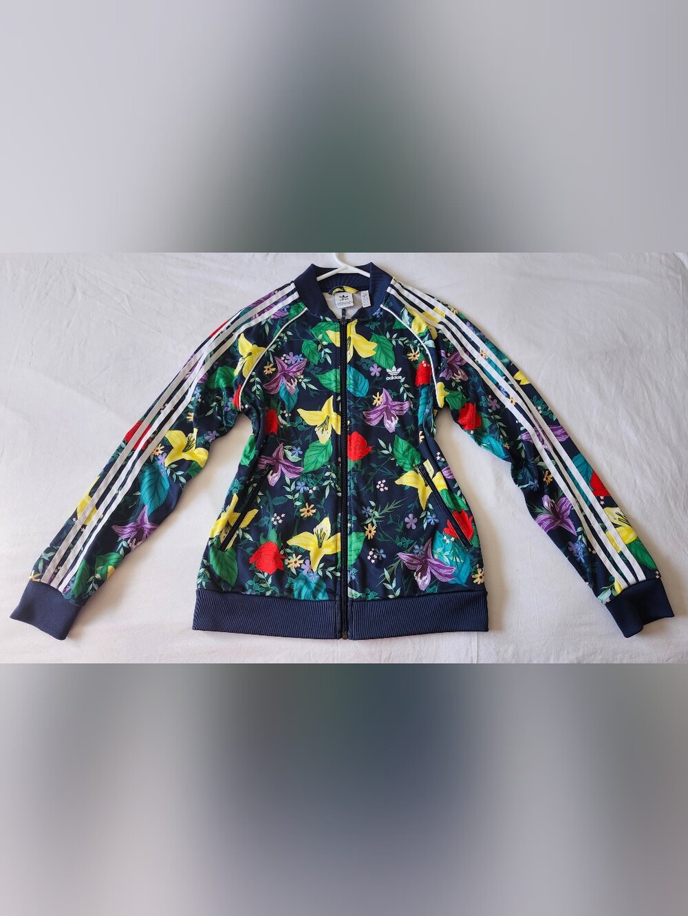adidas Floral Track Jacket with Yellow, Red, Purple and Green